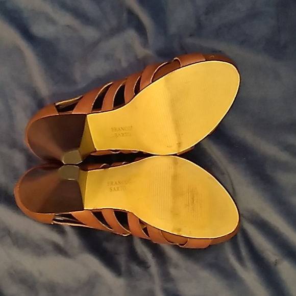 Franco Sarto Brown High Heel Zip Back Gladiator Shoes - Picture 6 of 8